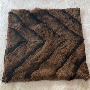 Adrienne Landau Dark Brown REAL Fur Accent Pillow DESIGNER RABBIT